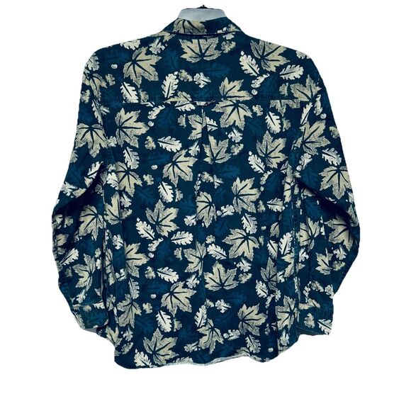 Vintage Woolrich Shirt Men's L Green Long Sleeve Button-Up Leaf Print USA Made - Picture 2 of 3